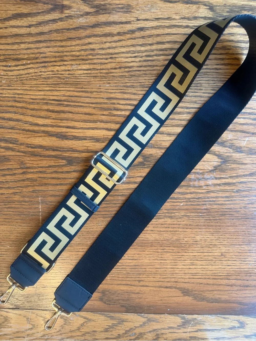 Versace Black and Cream Greek Key Adjustable Strap